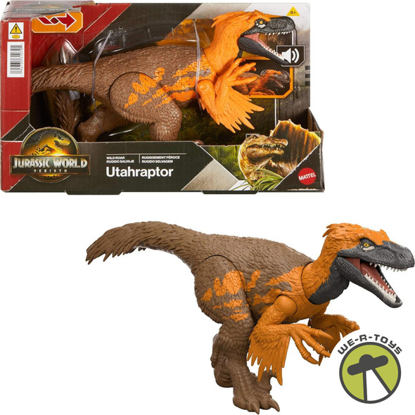 Jurassic World Rebirth Wild Roar Utahraptor Dinosaur with Attack Chomp & Sound