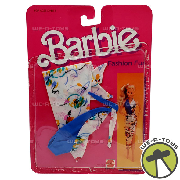 Barbie Fashion Fun White and Blue Tropical Dress Set 1984 Mattel 7908 New