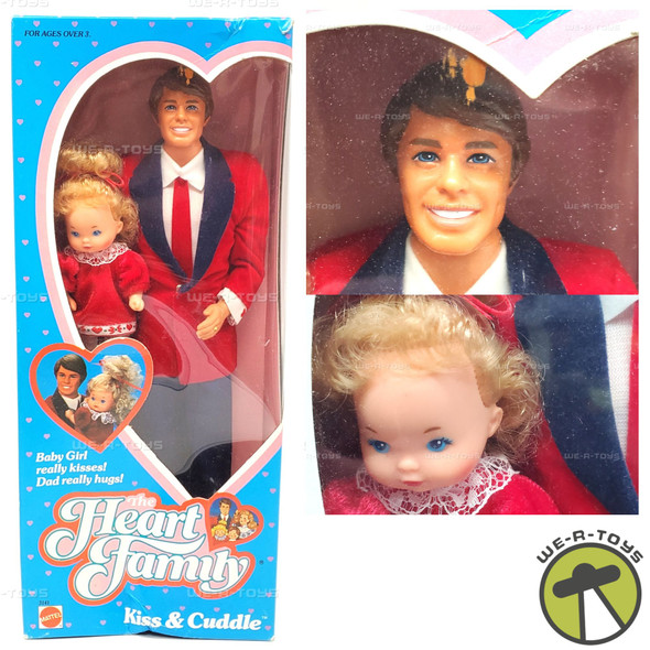 The Heart Family Kiss & Cuddle Dad & Baby Girl 1986 Mattel #3141 NEW
