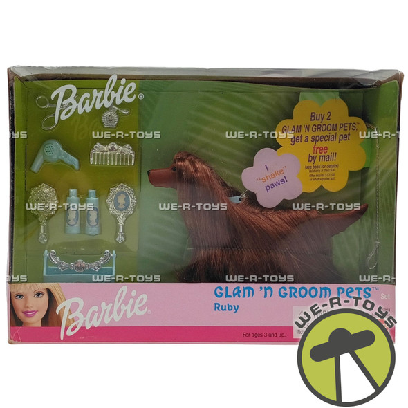 Barbie Glam 'N Groom Pets Dog Ruby Accessory Playset Mattel 1999 New 25993