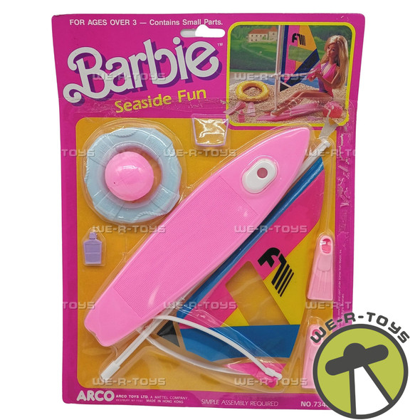 Barbie Seaside Fun Set Doll Playset With Beach Accessories 7340 Mattel 1988 New
