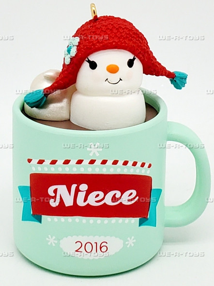 Hallmark Keepsake Ornament Niece Hot Cocoa Mug and Marshmallow Snowman 2016