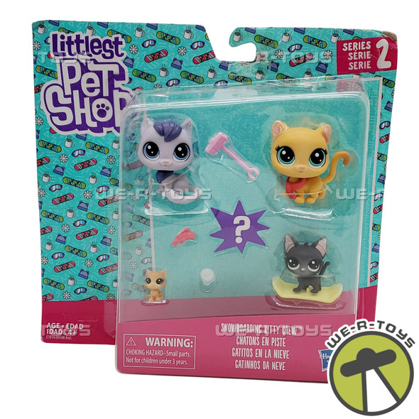 Littlest Pet Shop Series 2 Snowboarding Kitty Crew Set Hasbro E1014 NEW