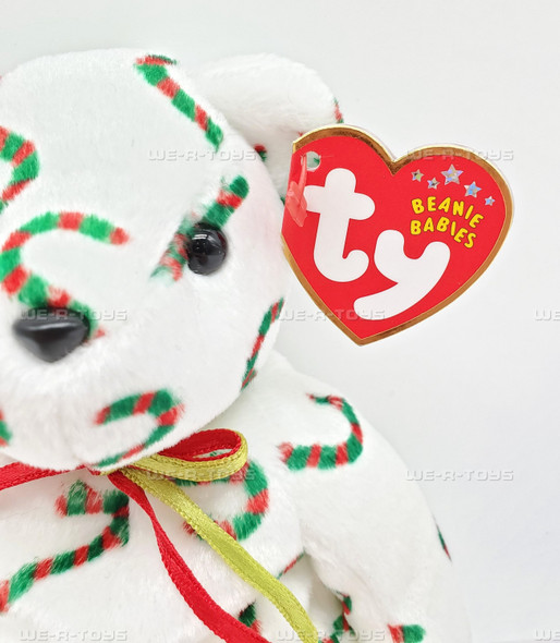 Ty Beanie Babies CAND-e the Bear Christmas Candy Cane Plush 2002