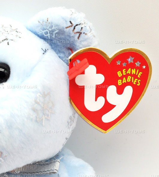 Ty Beanie Babies Flaky the Bear with Silver Snowflakes Christmas Plush 2002