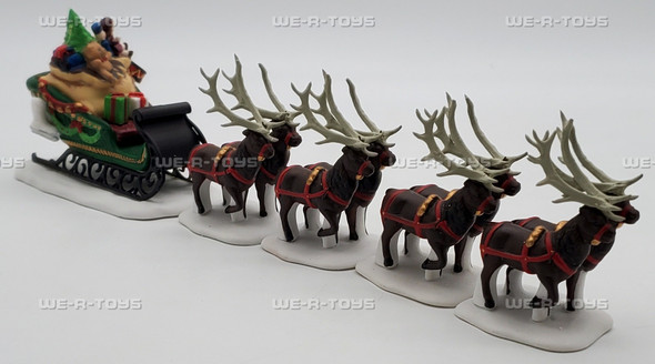 Department 56 Sleigh & Eight Tiny Reindeer North Pole Series Figurines