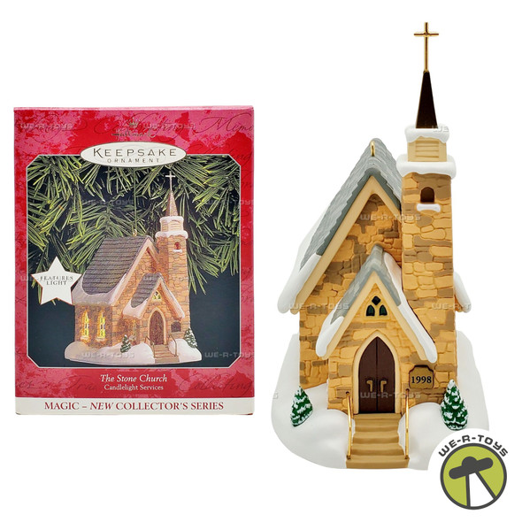 Hallmark Keepsake Magic Ornament The Stone Church Candlelight Service 1998