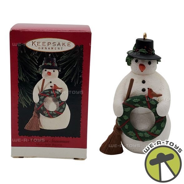Hallmark Keepsake 1996 Christmas Snowman with Wreath Christmas Ornament NEW