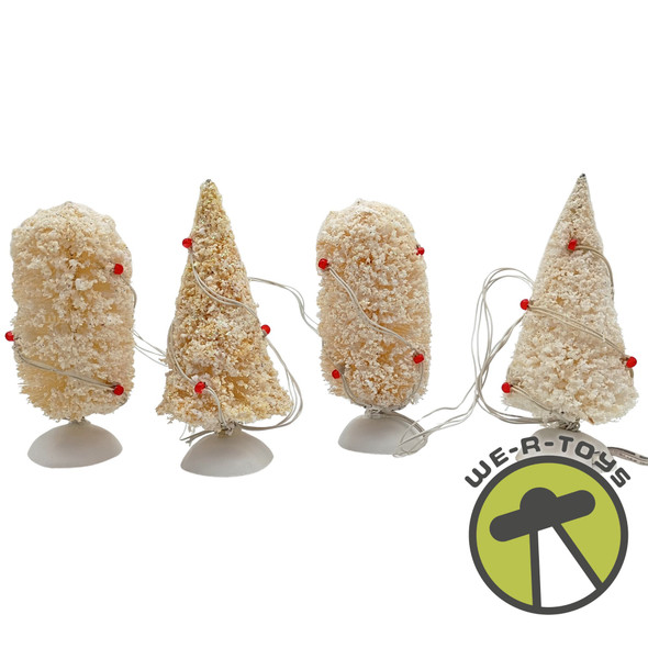 Department 56 Village Accessories Set of 4 Twinkling Lit Shrubs White New 1999
