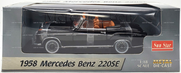 Mercedes-Benz 220SE 1958 Black Metal Die-Cast Vehicle 1:18 Scale Sun Star #3553