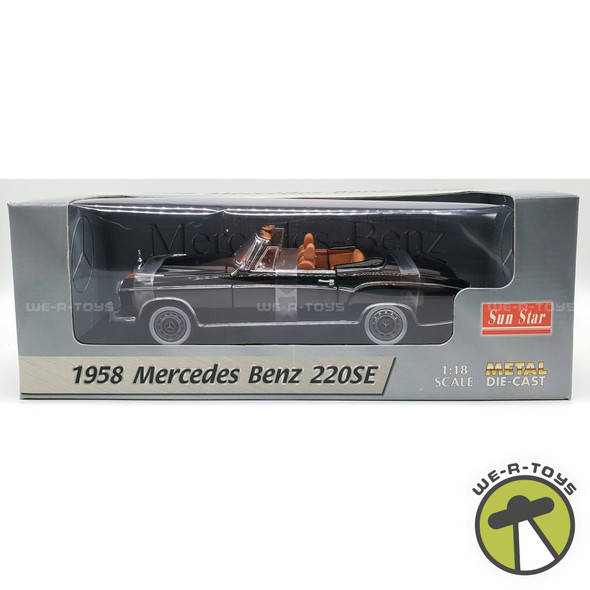 Mercedes-Benz 220SE 1958 Black Metal Die-Cast Vehicle 1:18 Scale Sun Star #3553