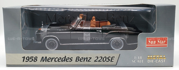 Mercedes-Benz 220SE 1958 Black Metal Die-Cast Vehicle 1:18 Scale Sun Star #3553