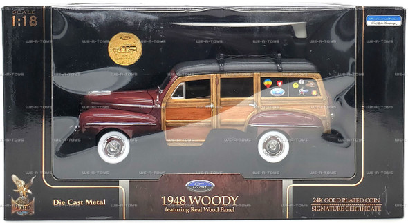 Road Signature Die Cast Ford 1948 Woody with 24k Plated Coin