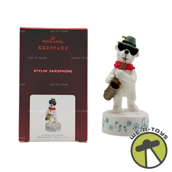 Stylin' Saxophone White Bear Hallmark Keepsake Ornament With Sound New 2021