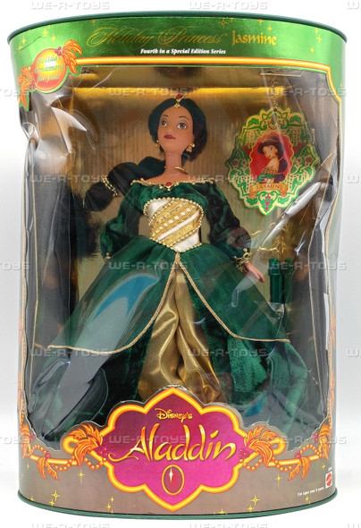 Disneys Aladdin Holiday Princess Jasmine Doll In Emerald Dress 1999 Mattel 22092