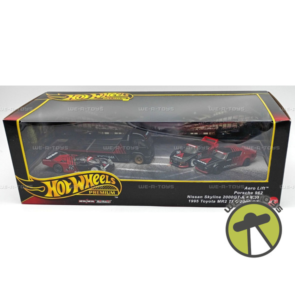 Hot Wheels Premium Aero Lift, Porche 962, Nissan Skyline, Toyota MR2 Vehicle Set