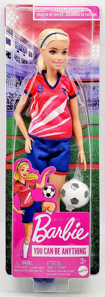 Soccer Player Barbie Doll with Blonde Ponytail #9 Uniform 2021 Mattel HCN17
