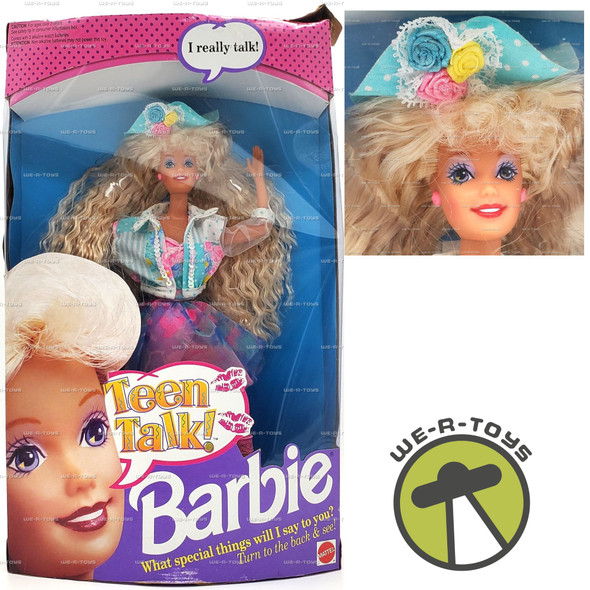 Teen Talk Barbie Doll Crimped Blonde Hair Pastel Theme 1991 Mattel #5745