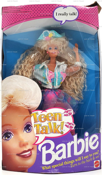 Teen Talk Barbie Doll Crimped Blonde Hair Pastel Theme 1991 Mattel #5745