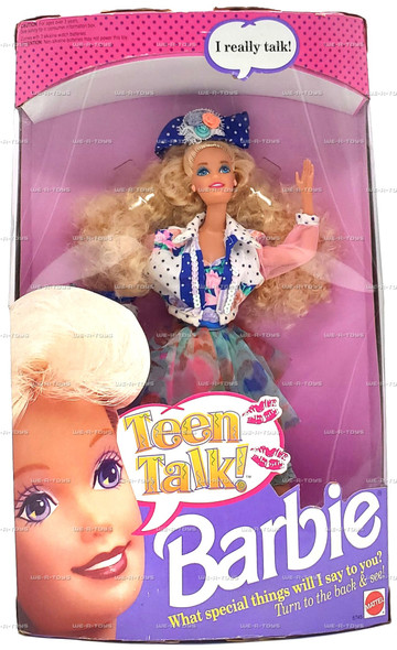 Barbie Teen Talk Doll Crimped Hair Blonde Dark Blue Hat 1991 Mattel #5745