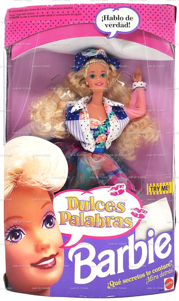 Teen Talk Barbie Doll Crimped Blonde Hair Spanish Packaging 1991 Mattel #5745