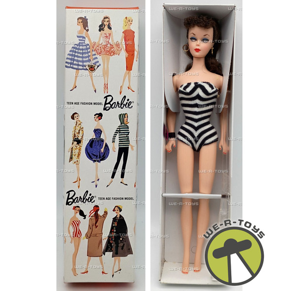Teen Age Fashion Model Barbie Doll & Pedestal Brunette Reproduction 1993 Mattel