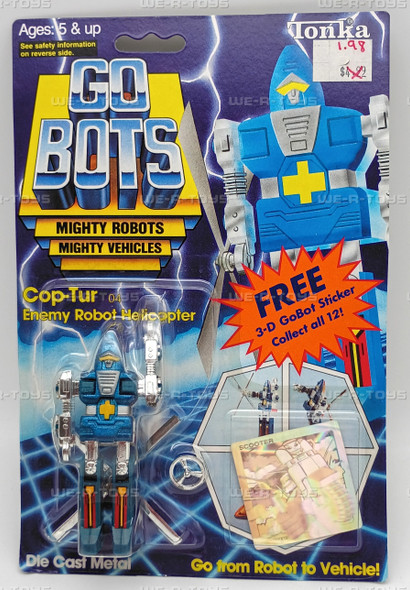 GoBots Cap-Tur 04 Enemy Robot Helicopter Action Figure & 3D Sticker 1985 Tonka