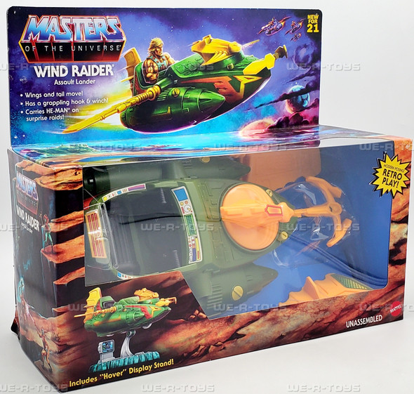 Masters of The Universe Wind Raider Assault Lander Vehicle and Display Stand