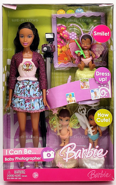 I Can Be... Baby Photographer Barbie Doll Playset African American Mattel K8579