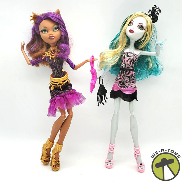 Monster High Frights Camera Action Black Carpet Lagoona and Clawdeen Pair Loose