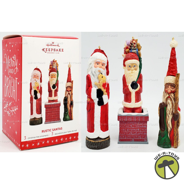 Hallmark Keepsake Ornament Club Exclusive Set of 3 Rustic Santas 2016