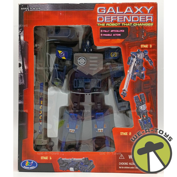 Galaxy Defender Transforming Blue Robot Action Figure Happy Well Item No 97084