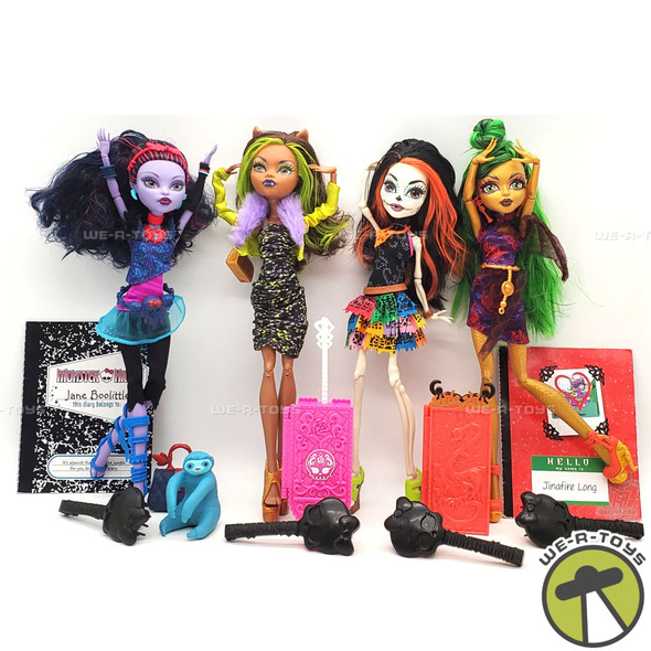 Monster High Lot of 4 Clawdeen, Jinafire Long, Jane Boolittle, Skelita Dolls