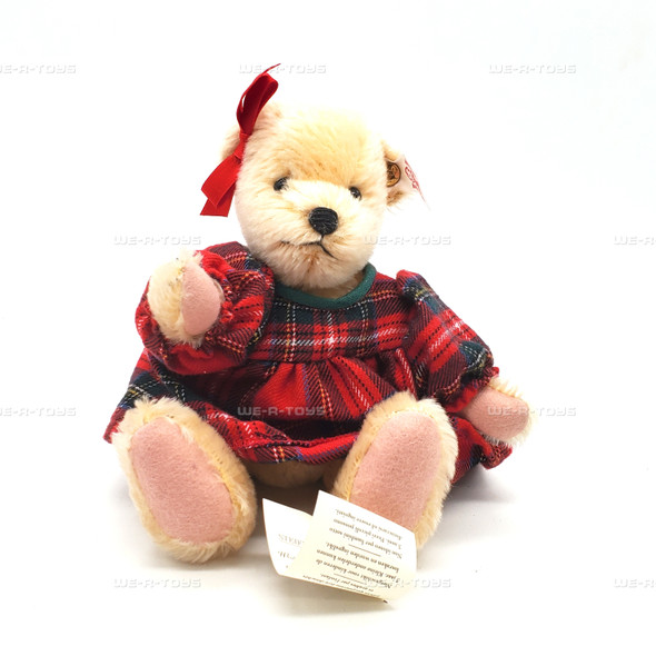 Steiff Original Tan Muffy Mohair Bear with Dress 6" Plush 667558
