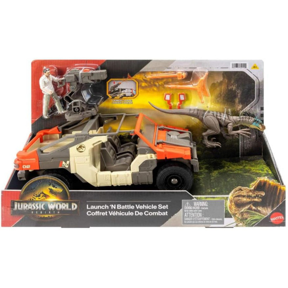 Jurassic World Rebirth Launch ‘N Battle Truck, Martin Krebs Figure & Raptor