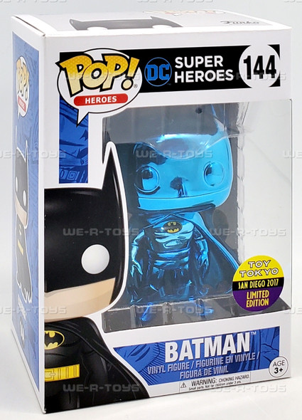 Funko POP Heroes DC Super Heroes Batman 144 Blue Chrome SDCC 2017 Vinyl Figure