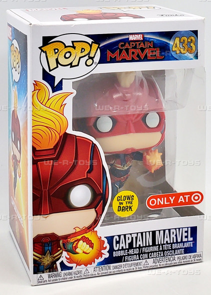 Funko Pop! 432 Captain Marvel Exclusive Bobble-Head Glows in the