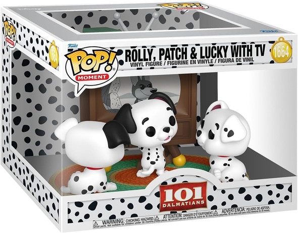 Funko Pop Moment 1664 Disney 101 Dalmatians Rolly, Patch & Lucky with TV