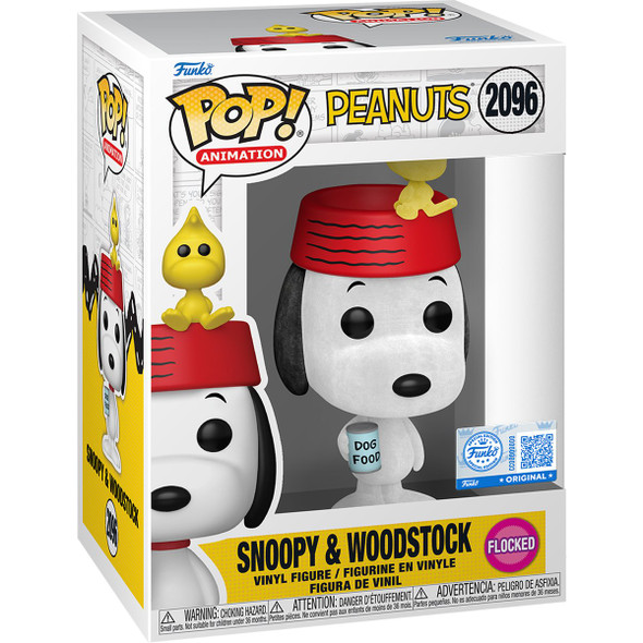 Funko Pop Animation 2096 Peanuts Snoopy & Woodstock Flocked Figure EE Exclusive