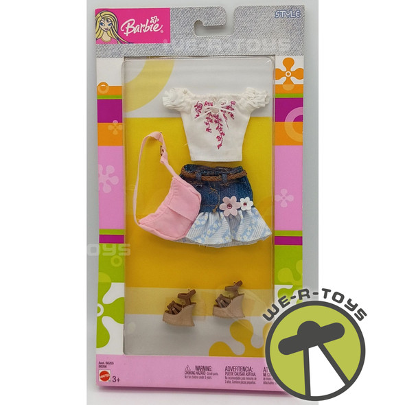 Barbie Style Fashion Floral Print White Top & Skirt Fashion Set 2003 Mattel