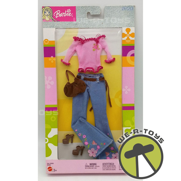Barbie Style Fashion Floral Print Pink Top & Jean Set Fashion 2003 Mattel B8265