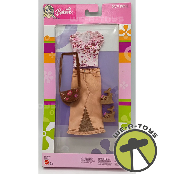 Barbie Diva Drive Fashions Pink Floral Top & Skirt 2003 Mattel #B8257/B8261