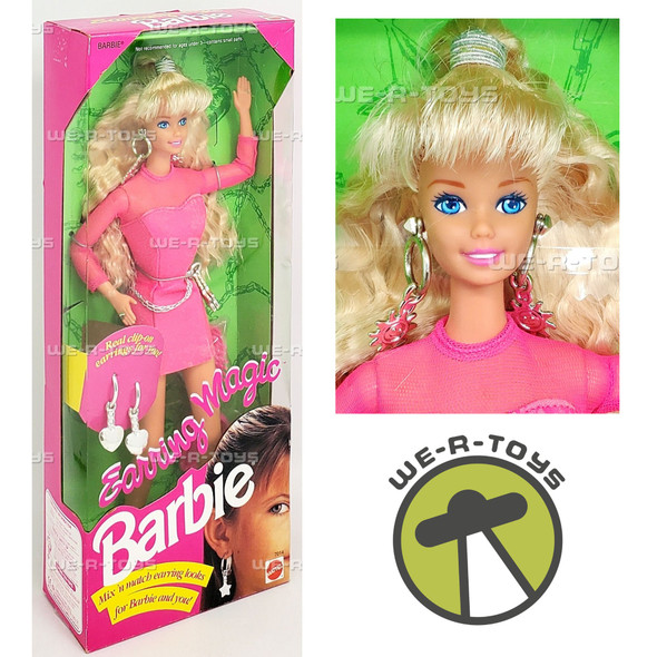 Earring Magic Barbie Doll Blonde With Clip-On Earrings 1992 Mattel 7014