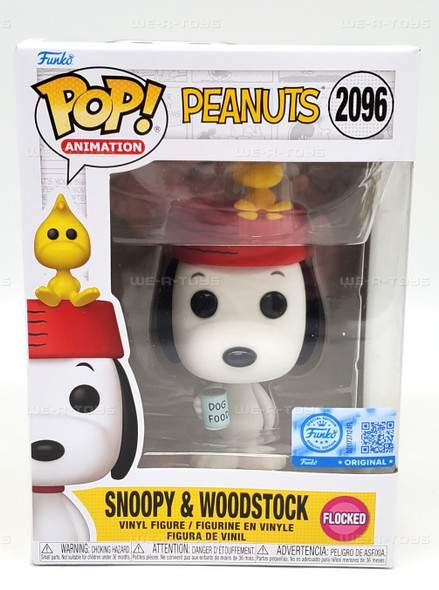 Funko Pop Animation #2096 Peanuts Snoopy & Woodstock Flocked Figure EE Exclusive