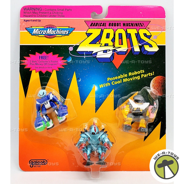 Micro Machines Zbots Kleenon Rayzor Slizor Figure 3 Pack 1993 Galoob 65715
