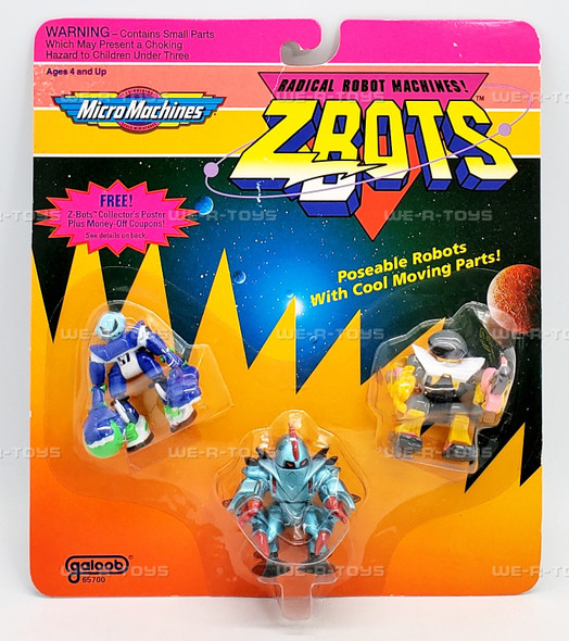 Micro Machines Zbots Kleenon Rayzor Slizor Figure 3 Pack 1993 Galoob 65715