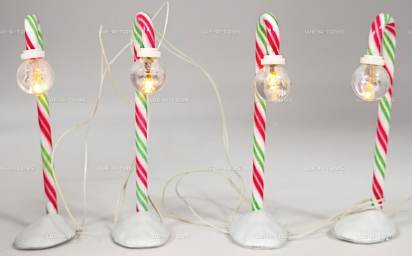 Department 56 Village Candy Cane Lampposts Set of 4 Battery Operated 52621
