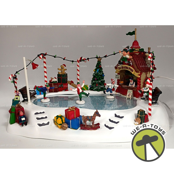 Lemax Elf Skating Pond Lighted Village Collection Accessory Set w Sound #66401