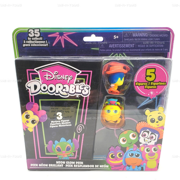 Disney Doorables Neon Glow Peak Collection 5 Mini Figures Just Play NEW