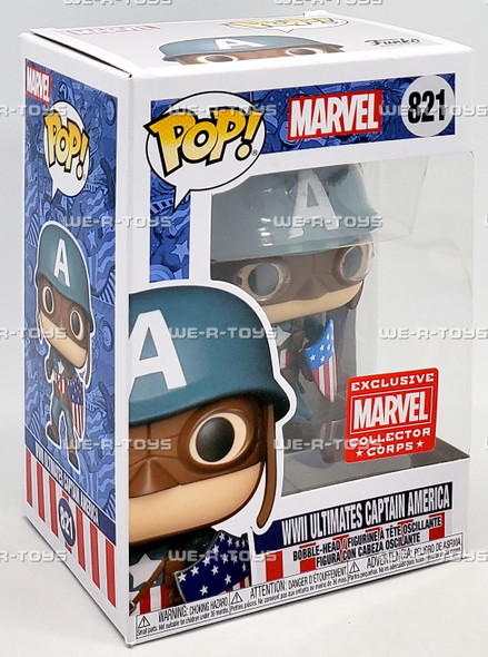 Funko POP Marvel WWII Ultimates Captain America 821 Bobble Head Figure